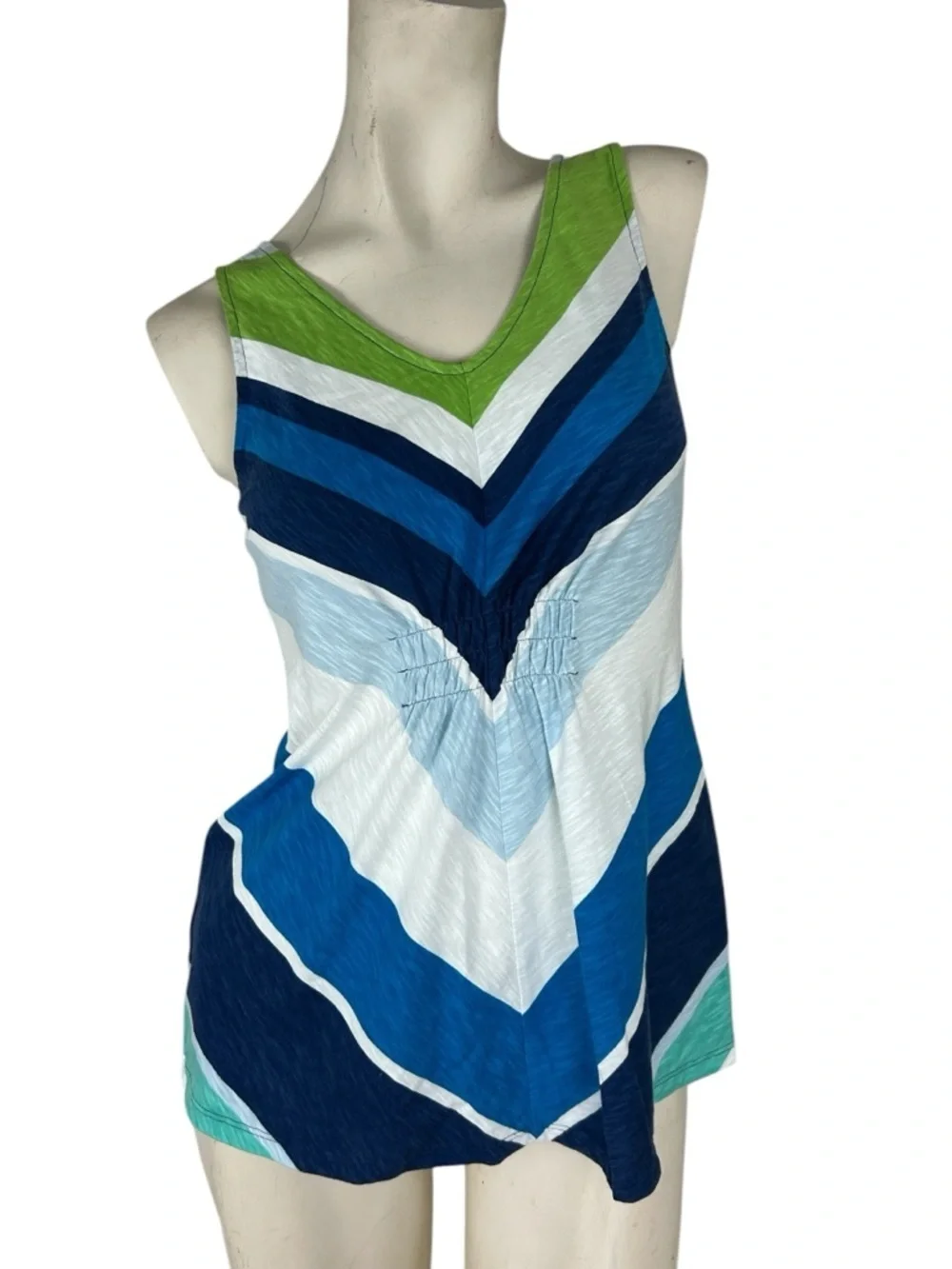 Tommy Bahama Chevron Stripe Tank Top XS Blu Green Sleeveless VNeck Casual Summer - Picture 5 of 5